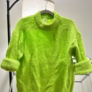 Green Plush Cowl Neck Sweater